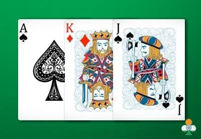 teen patti High card of ace of spades, king of diamonds and jack of clubs