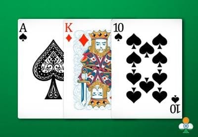 teen patti High card of ace of spades, king of diamonds and 10 of clubs