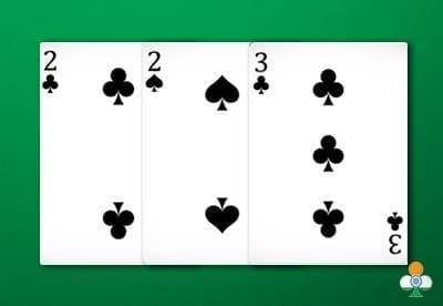 teen patti pair of 2s with 3 of clubs