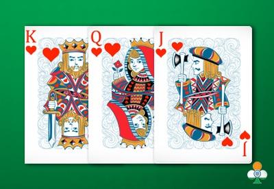 teen patti PureSequence of king, queen and Jack of heats